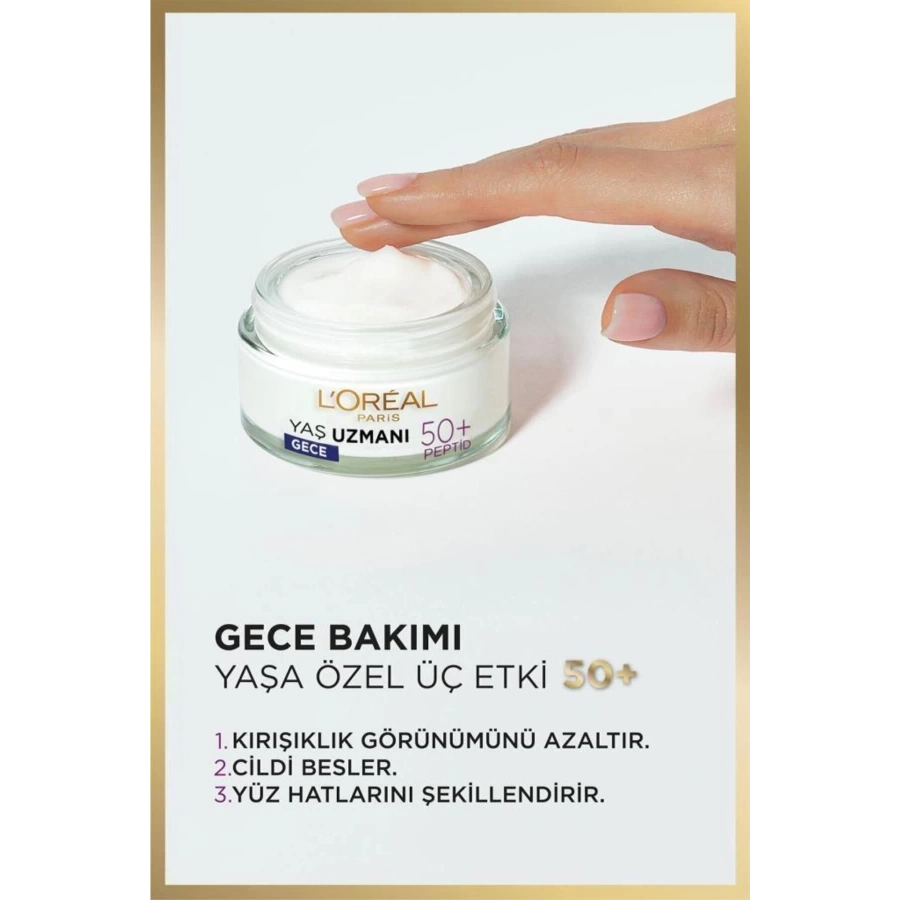 Loreal Paris Yaş Uzmanı 50+ Kırışıklık Karşıtı Yenileyici Gece Kremi 50 Ml