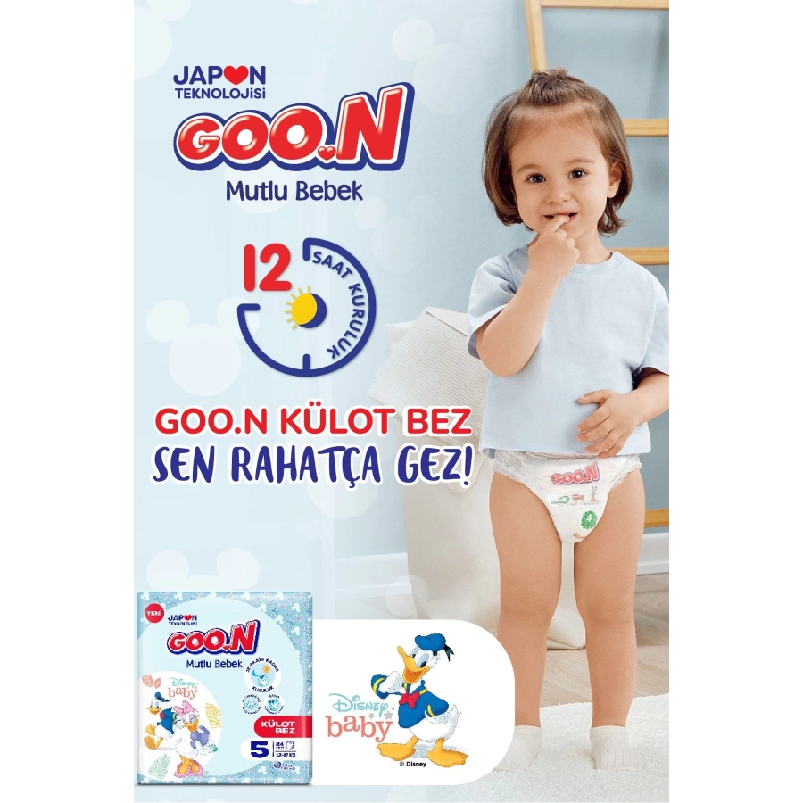 Goon Mutlu Bebek 5 Numara Külot Bebek Bezi - 12 Saat Kuruluk - 24 Adet