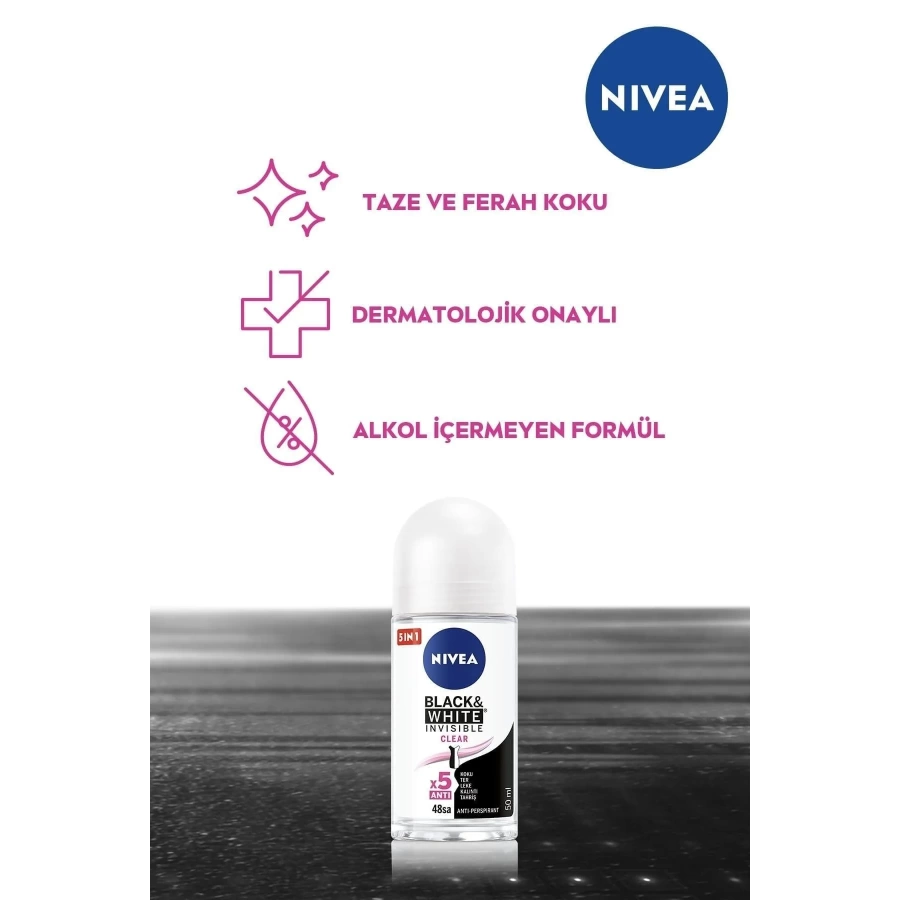 Nivea Kadın Roll-On Black&White İnvisible Clear 50 Ml