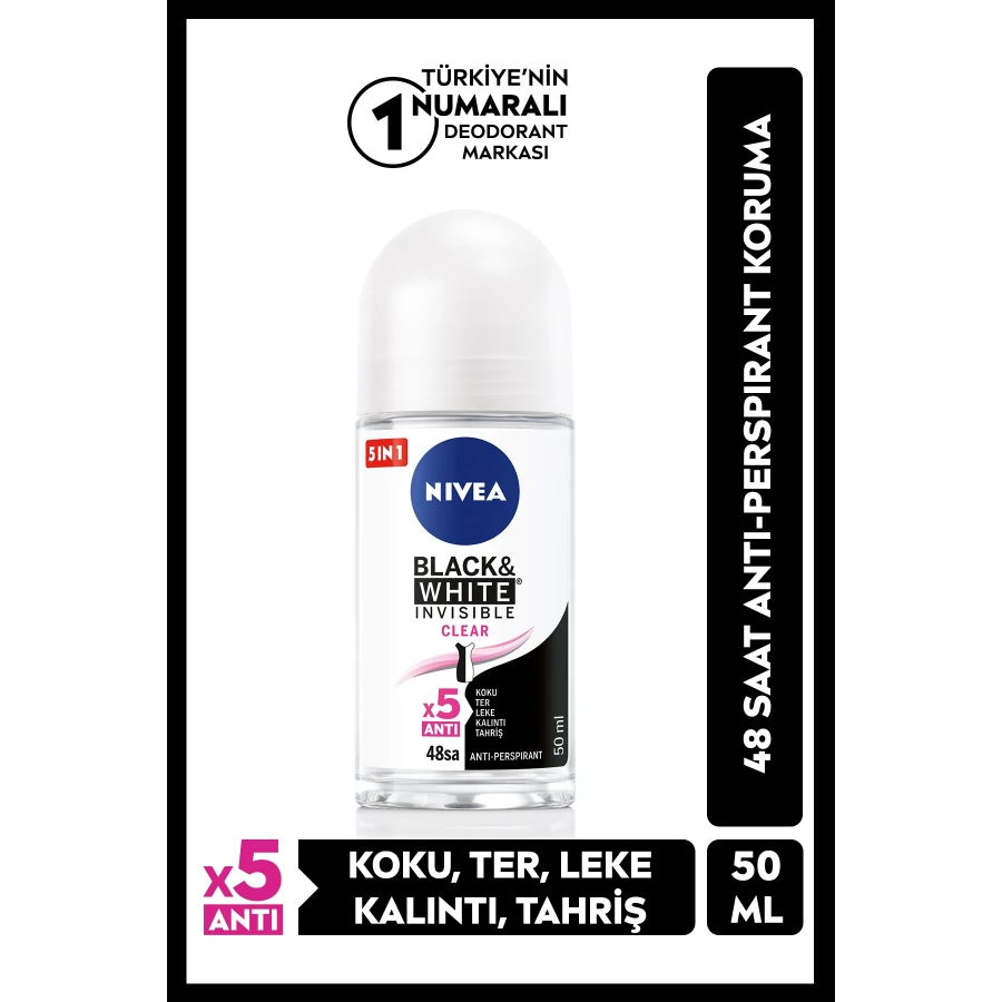 Nivea Kadın Roll-On Black&White İnvisible Clear 50 Ml