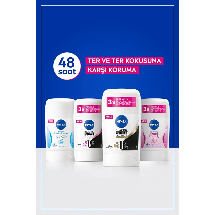 Nivea Kadın Stick Deodorant Black&White İnvisible Clear 48 Saat Anti-Perspirant Koruma 50 Ml