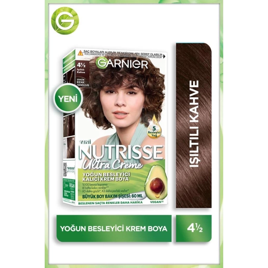 Garnier Nutrisse Yoğun Besleyici Kalıcı Krem Saç Boyası 4 1:2 Işıltılı Kahve