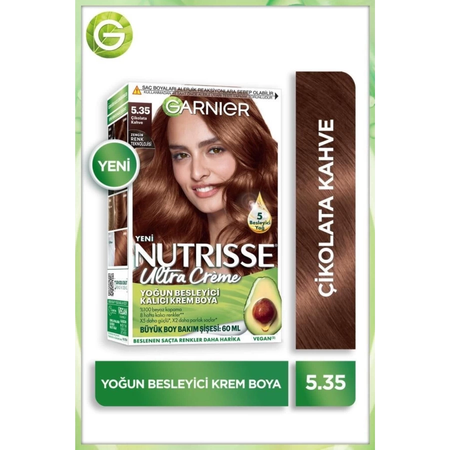 Garnier Nutrisse Yoğun Besleyici Kalıcı Krem Saç Boyası 5.35 Çikolata Kahve