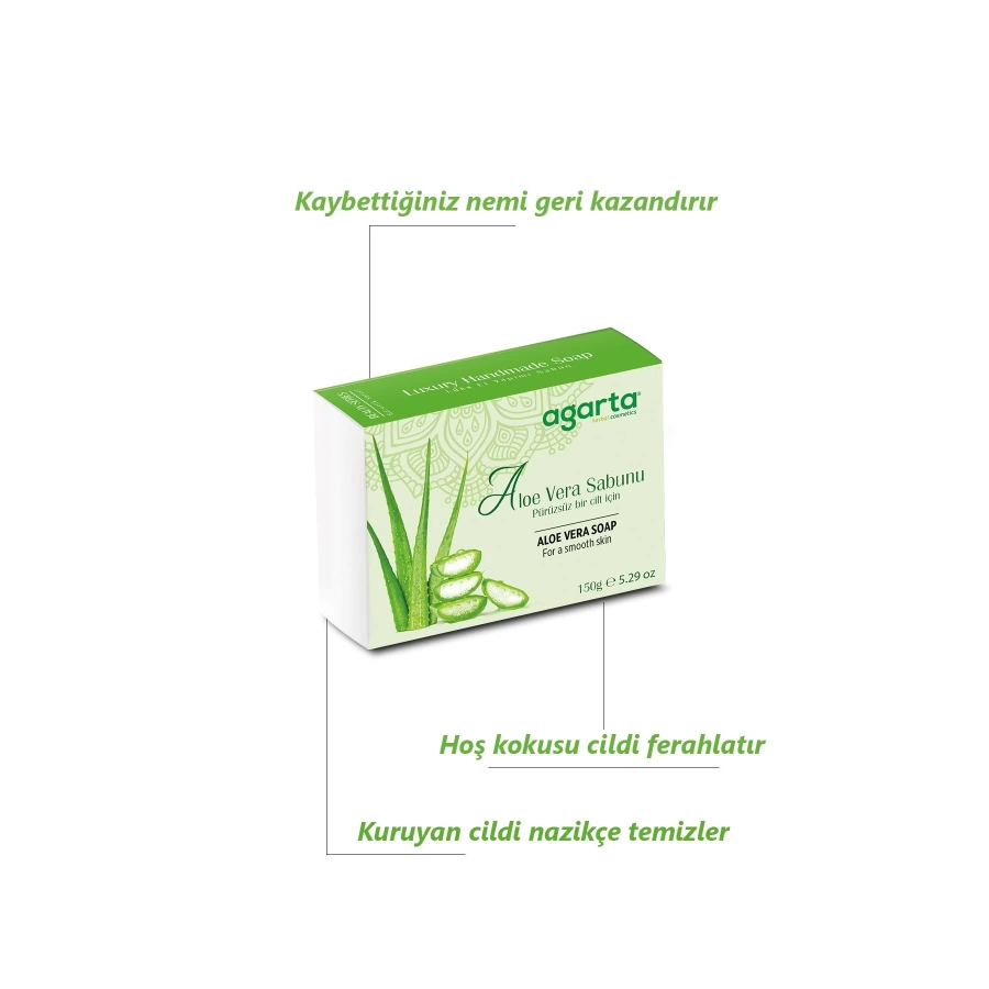 Agarta Onarıcı Etkili %50 Aloe Vera Özlü Doğal Katı Sabun 150 Gr