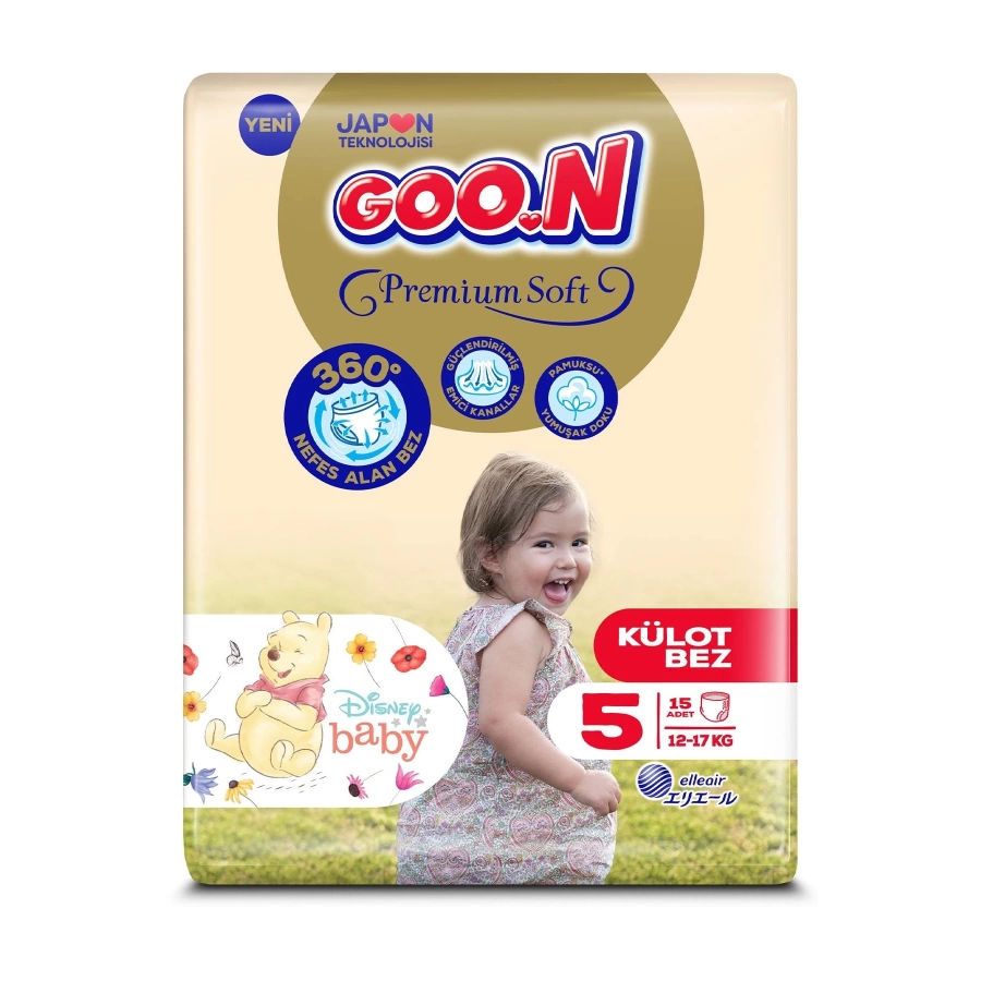 Goon Premium Soft 5 Numara Süper Yumuşak Külot Bebek Bezi - 15 Adet