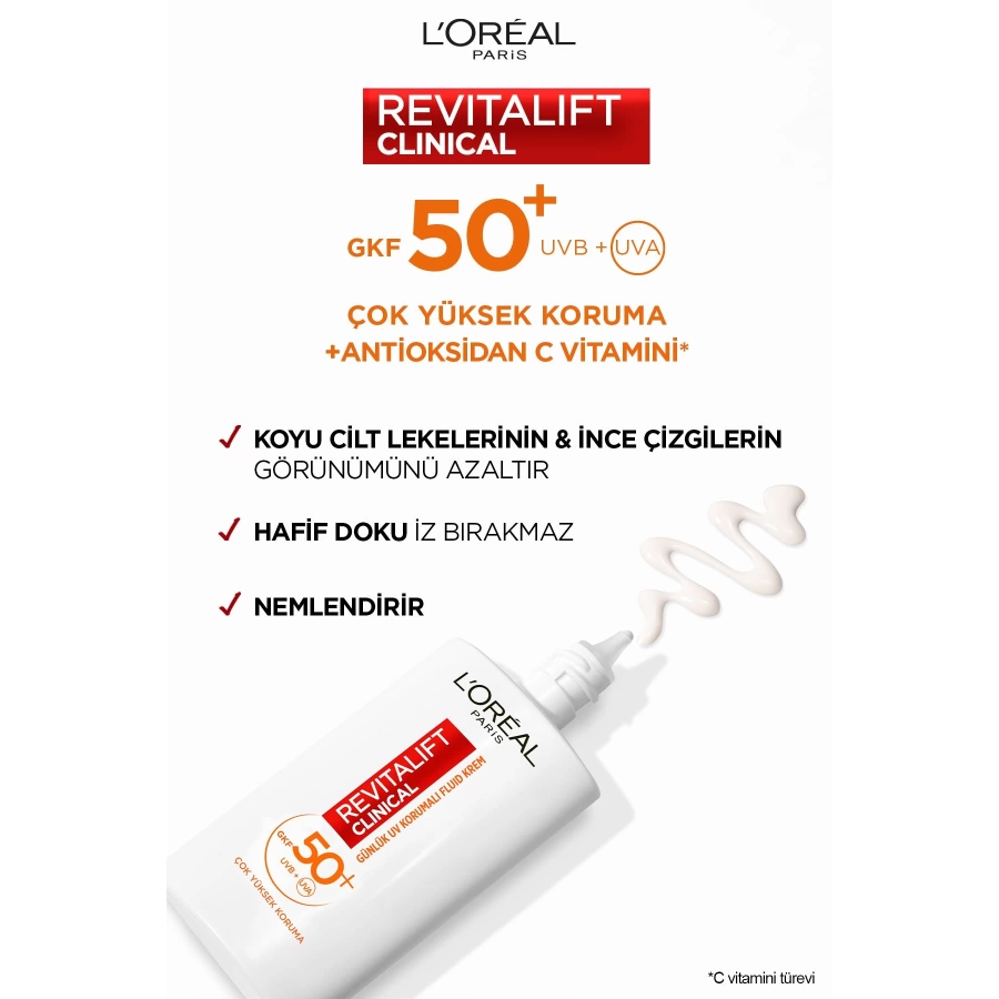 Loreal Paris Revitalift Clinical Spf 50+ Günlük Yüksek Uv Korumalı Yüz Güneş Kremi 50Ml