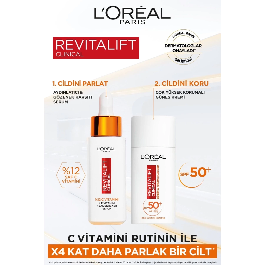 Loreal Paris Revitalift Clinical Spf 50+ Günlük Yüksek Uv Korumalı Yüz Güneş Kremi 50Ml