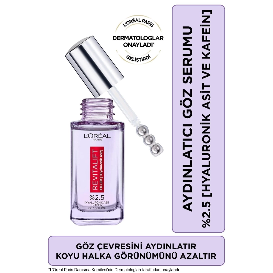 Loreal Paris Revitalift Filler Göz Çevresini Aydınlatıcı, Koyu Halka Görünümünü Azaltan Göz Serumu 20 Ml