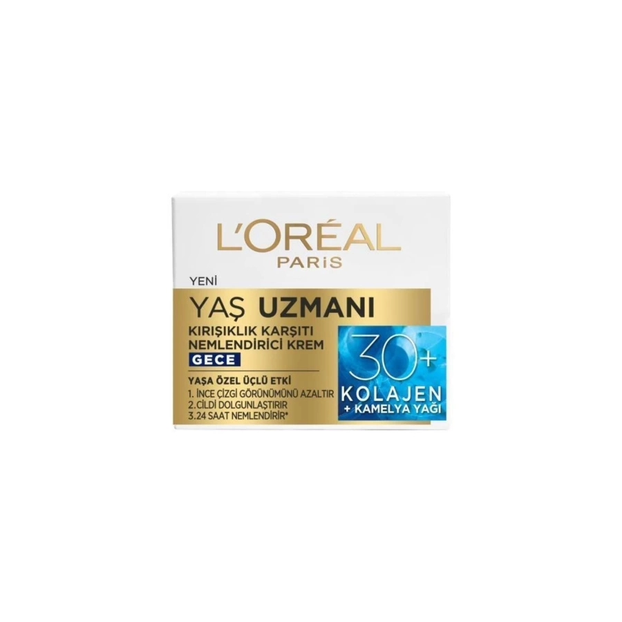 Loreal Paris Yaş Uzmanı 30+ Kırışıklık Karşıtı Nemlendirici Gece Kremi 50 Ml