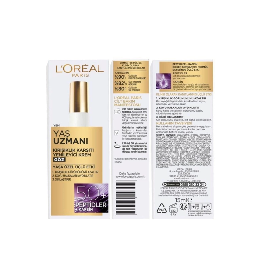 Loreal Paris Yaş Uzmanı 50+ Kırışıklık Karşıtı Yenileyici Göz Kremi 15 Ml