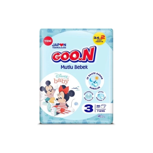 Goon Mutlu Bebek Bebek Bezi Beden:3 (7-12Kg) Midi 36 Adet Jumbo Pk