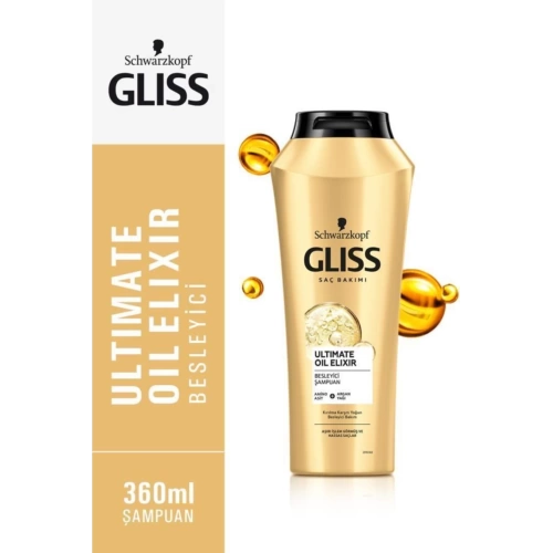 Schwarzkopf Gliss Ultimate Oil Elixir Besleyici Şampuan Aminoasit Ve Argan Yağı İle 360 Ml