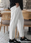 Ekru Ham Keten Premium Kumaş Boyfriend Kalıp Pantolon