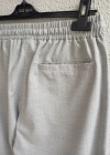 Açık Gri Beli Lastikli Duble Paça Premium Kumaş Pantolon