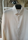 Bej Bambu Keten Premium Kumaş Oversize Kalıp Gömlek