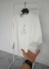 B.Club Beyaz Premium %100 Pamuklu Kumaş Uzun Kollu Sweat