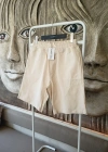 Ham Keten Krem Cepli Beli Lastikli & Bağcıklı Erkek Şort
