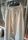 Ham Keten Krem Premium Kumaş Krem Boyfriend Kalıp Pantolon