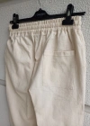 Ham Keten Krem Premium Kumaş Krem Boyfriend Kalıp Pantolon