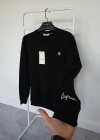 Lfn Siyah Premium %100 Pamuklu Kumaş Uzun Kollu Sweat