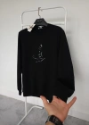 B.Club Siyah Premium %100 Pamuklu Kumaş Uzun Kollu Sweat