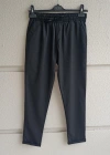 Siyah Beli Lastikli Duble Paça Premium Kumaş Pantolon