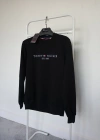 T.Hilfiger Siyah Nakış Detaylı Premium %100 Pamuklu Kumaş Uzun Kollu Sweat
