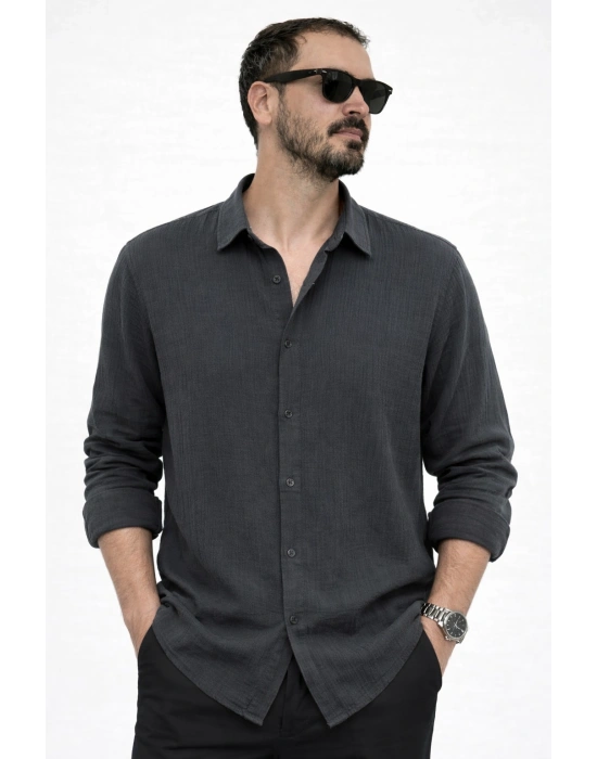 Füme İthal Premium Müslin Keten Kumaş Gömlek