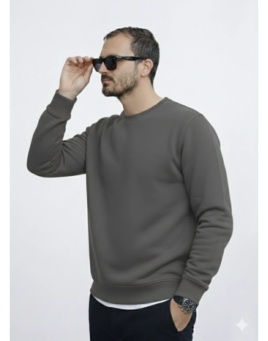 Antrasit Gri 3 İplik Şardonlu Premium Kumaş Sweat