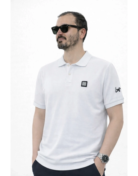 Beyaz Lfn Premium Polo Yaka Tişört