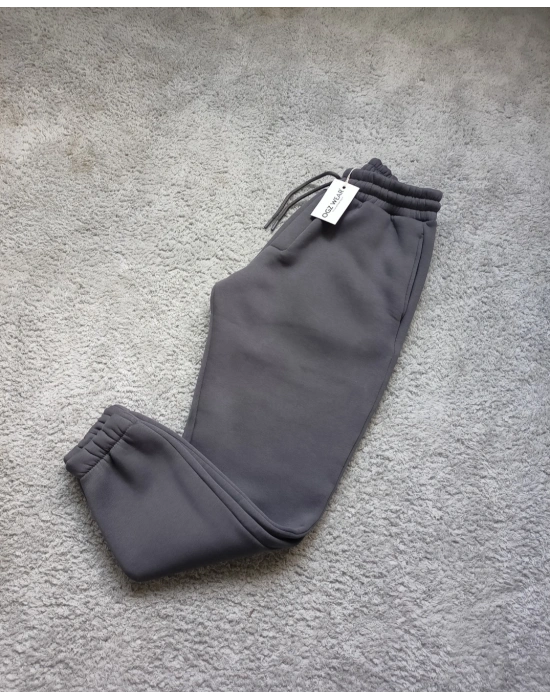 Antrasit Gri Premium 3 İplik Şardonlu Yüksek Kalite Lastik Paça Eşofman Altı