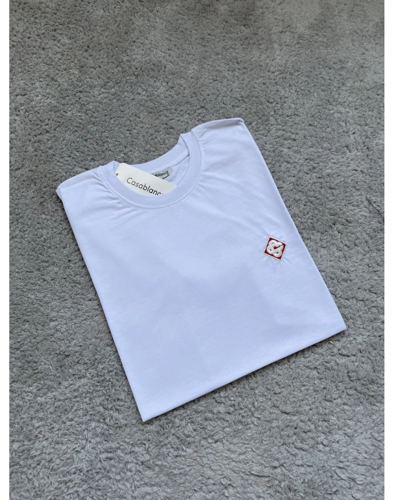 Beyaz Premium %100 Pamuklu Bisiklet Yaka T-Shirt