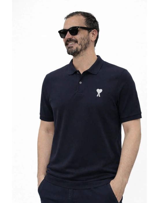 Lacivert Amr Premium %100 Pamuklu Polo Yaka T-Shirt