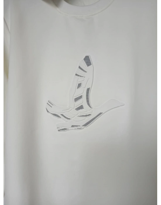 B.Club Beyaz Premium %100 Pamuklu Kumaş Uzun Kollu Sweat