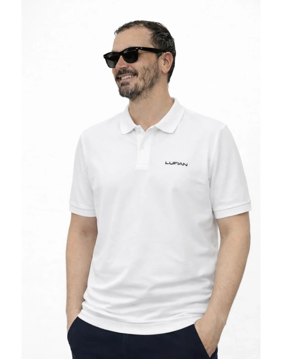 Beyaz Lfn Premium %100 Pamuklu Polo Yaka T-Shirt