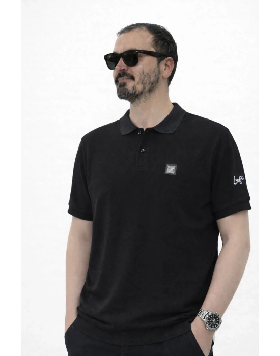 Siyah Lfn Premium Polo Yaka Tişört