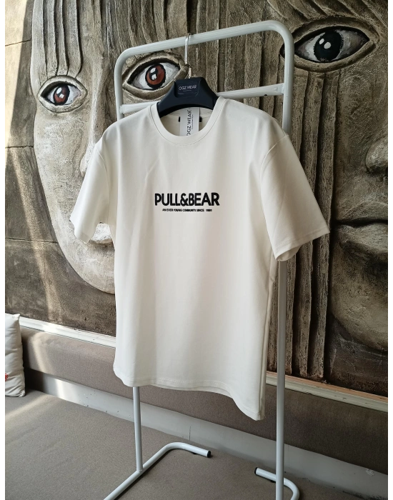 Beyaz Pb Kabartma Baskılı Marka Premium Yüksek Kalite Oversize T-Shirt