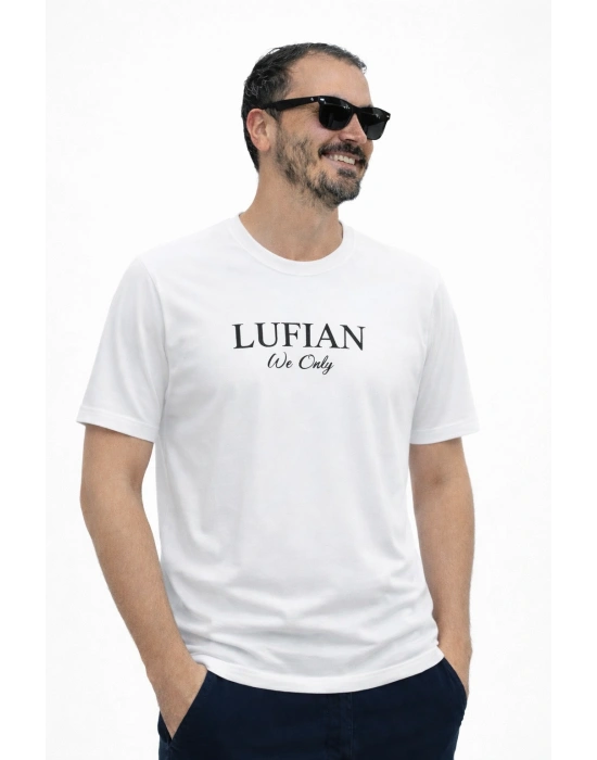 Beyaz Premium %100 Pamuklu Bisiklet Yaka T-Shirt