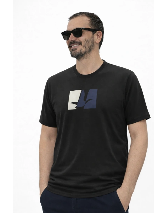 Siyah Premium %100 Pamuklu Bisiklet Yaka T-Shirt