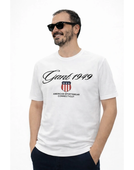 Beyaz Premium %100 Pamuklu Bisiklet Yaka T-Shirt