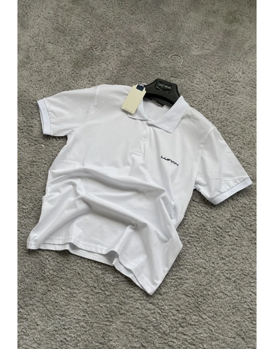 Beyaz Premium %100 Pamuklu Polo Yaka T-Shirt