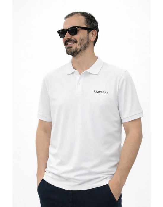 Beyaz Premium %100 Pamuklu Polo Yaka T-Shirt