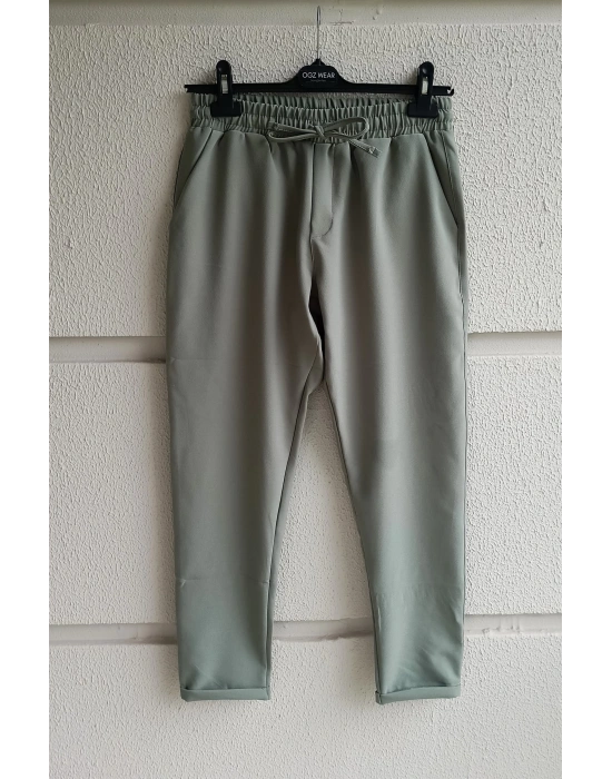 Çağla Yeşili Premium Double Kumaş Likralı Esnek Duble Paça Jogger Pantolon