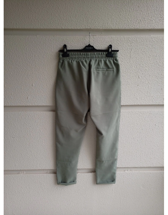Çağla Yeşili Premium Double Kumaş Likralı Esnek Duble Paça Jogger Pantolon