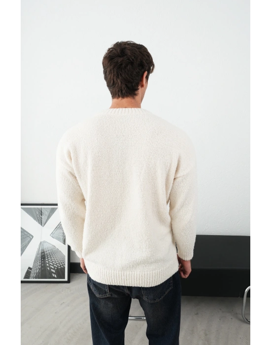 Ekru Marrakech Premium Sıfır Yaka Triko Kazak