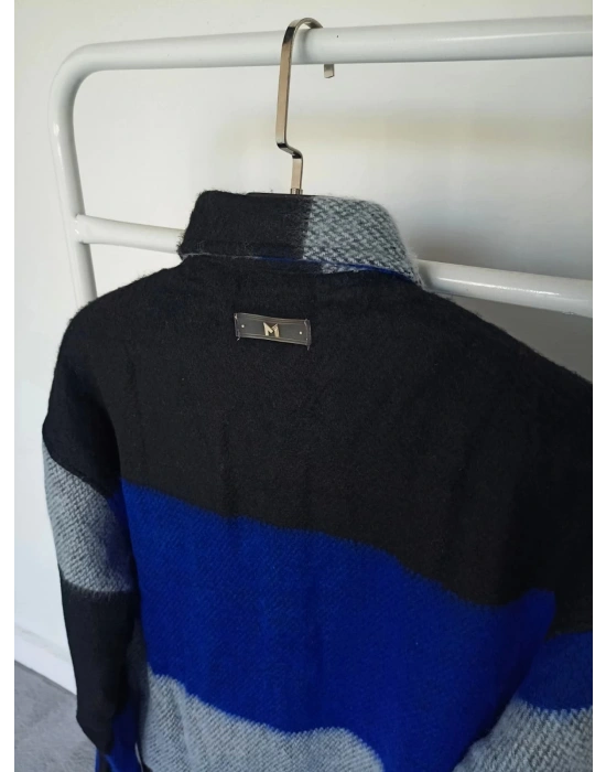 Mavi Gri Siyah Marrakech %100 Pamuklu Premium Oduncu Gömlek