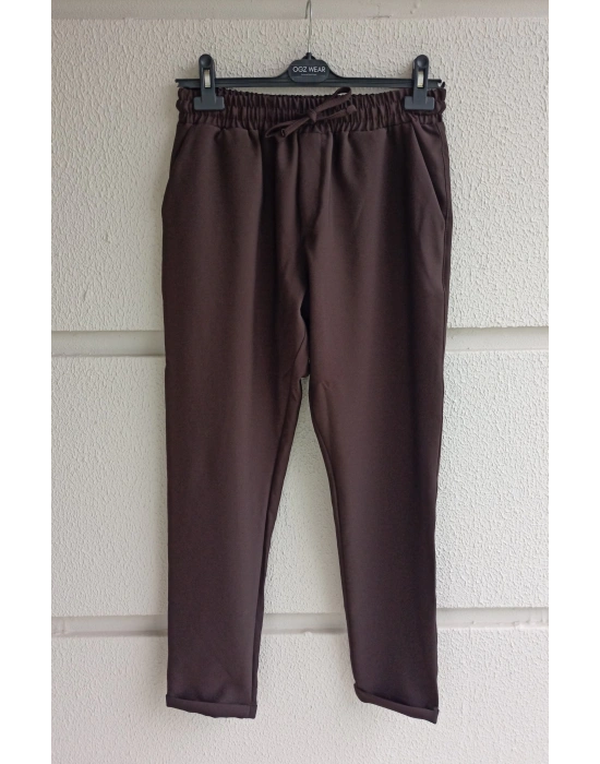 Kahve Premium Double Kumaş Likralı Esnek Duble Paça Jogger Pantolon
