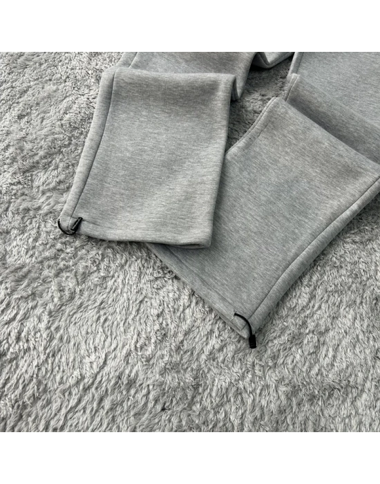 Karmelanj Gri Stwd Premium Nakış Logo Detaylı Baggy Fit Eşofman Altı