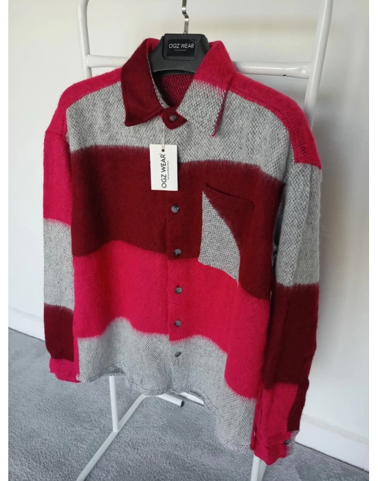 Kırmızı Gri Marrakech %100 Pamuklu Premium Oduncu Gömlek