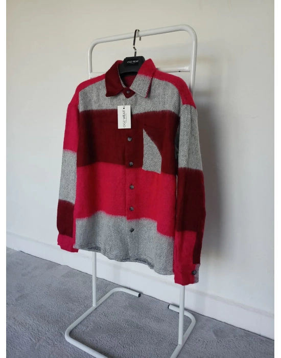 Kırmızı Gri Marrakech %100 Pamuklu Premium Oduncu Gömlek